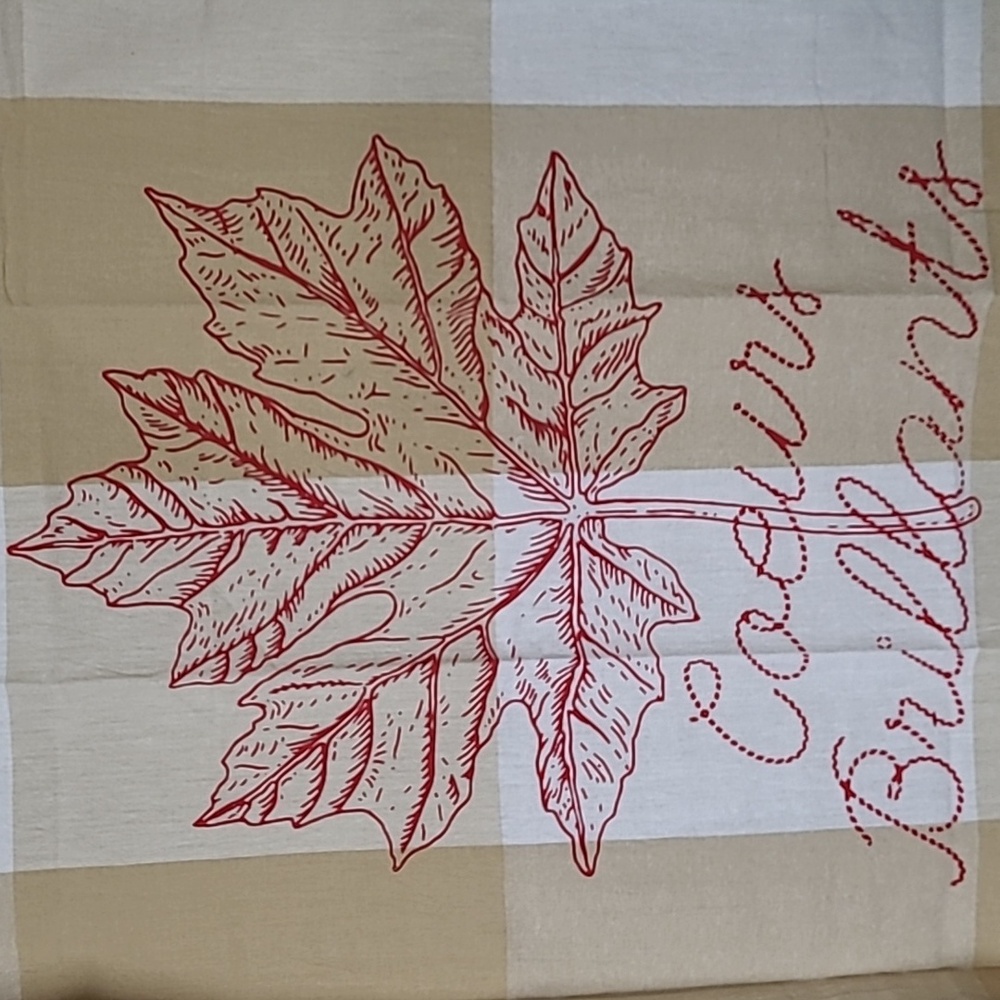 HBC STRIPES 'Coeurs Brillants' Tea Towel Set Beige/White/Red Maple Leaf NWT